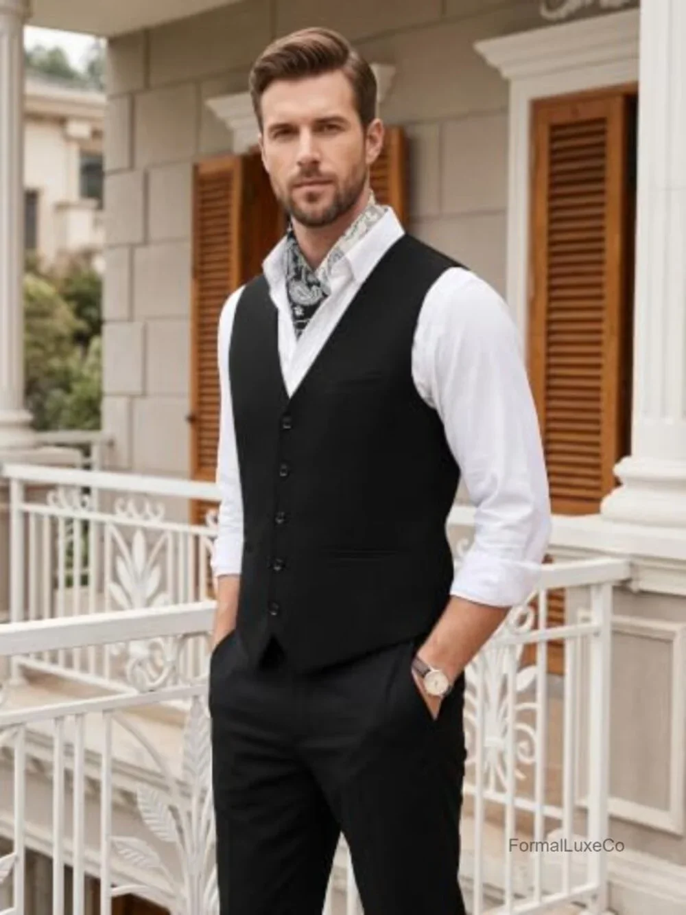 Men's Slim Fit Suit Vest Dress Waistcoat Business Casual Formal Wear